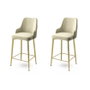 Hanah Home Taburetes de Bar Crema y Dorado (2 Piezas) Diseño Elegante Lujoso Asiento Cómodo Metal